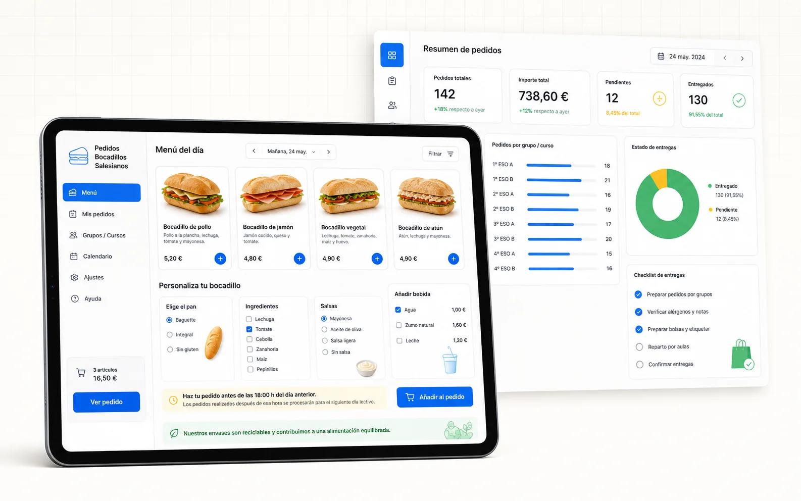 Sistema de pedidos y control de bocadillos